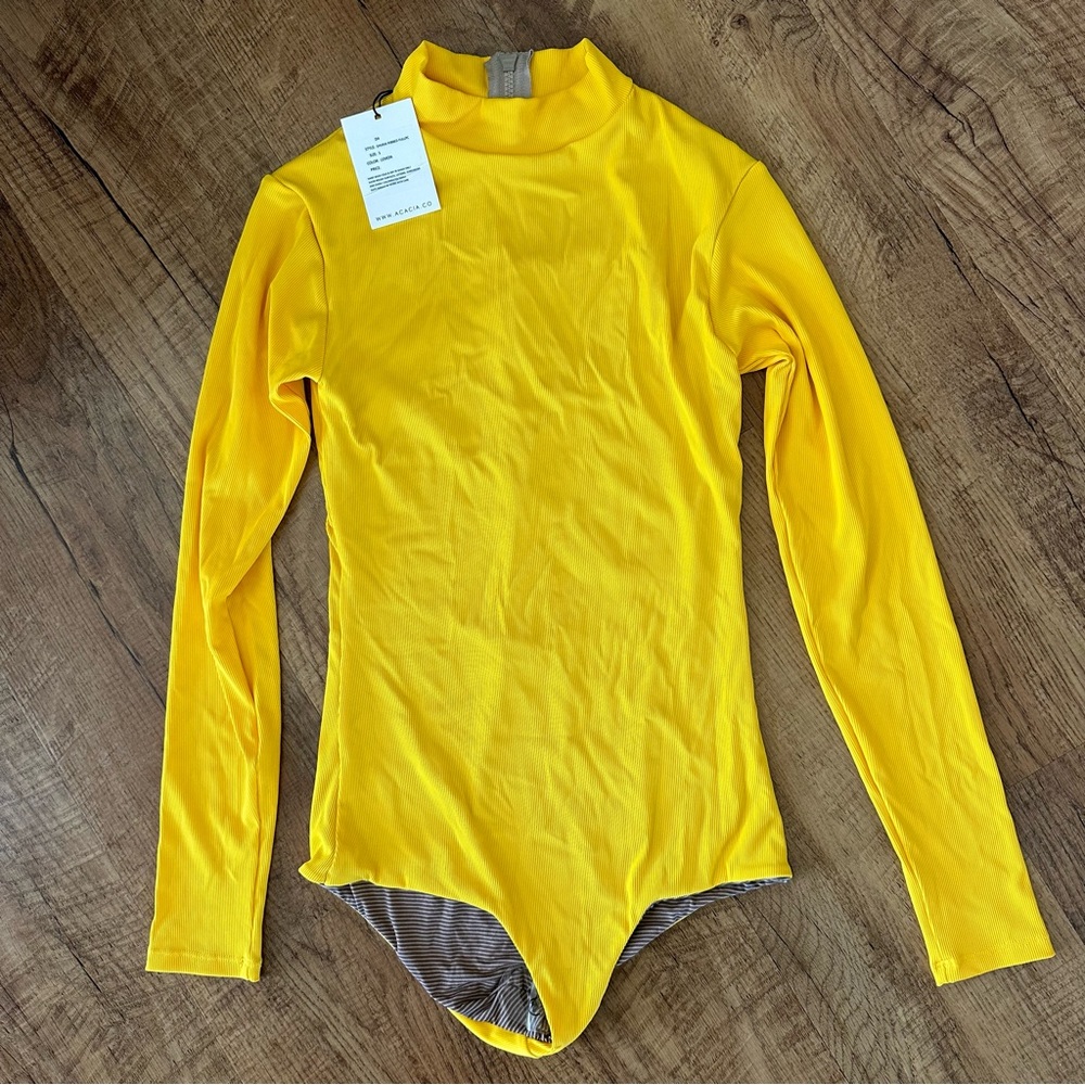 Acacia Ehukai Ribbed Full Piece Suit in Lemon